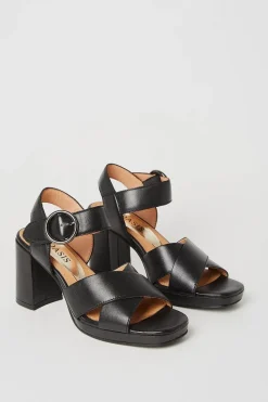 Mitte Leather Cross Strap Platform Heel Sandals