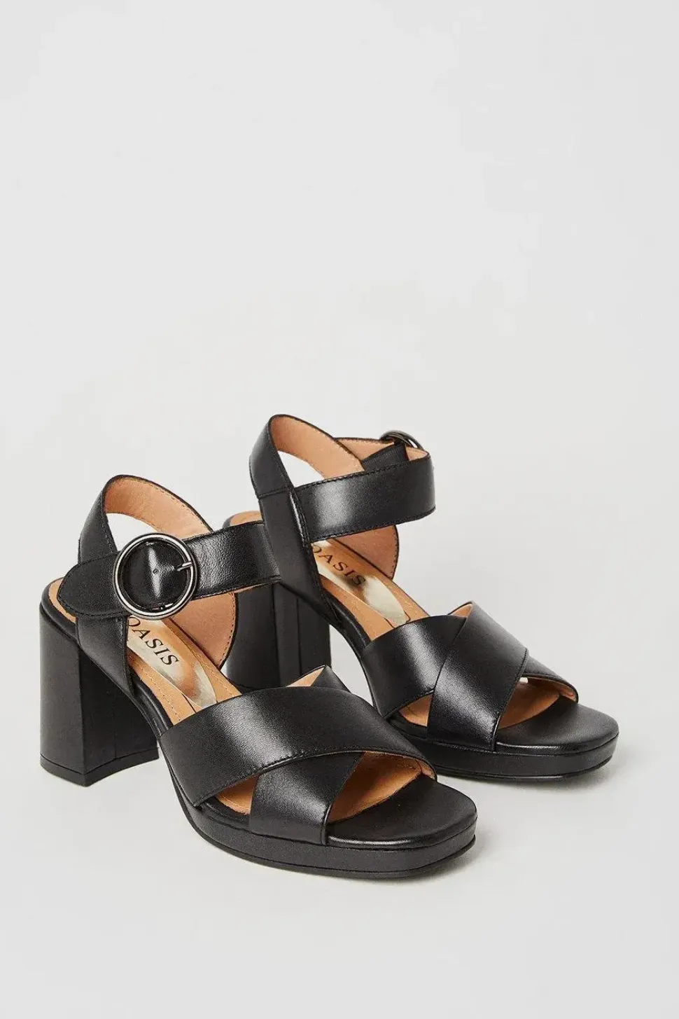 Mitte Leather Cross Strap Platform Heel Sandals