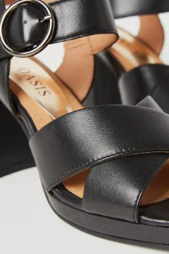 Mitte Leather Cross Strap Platform Heel Sandals