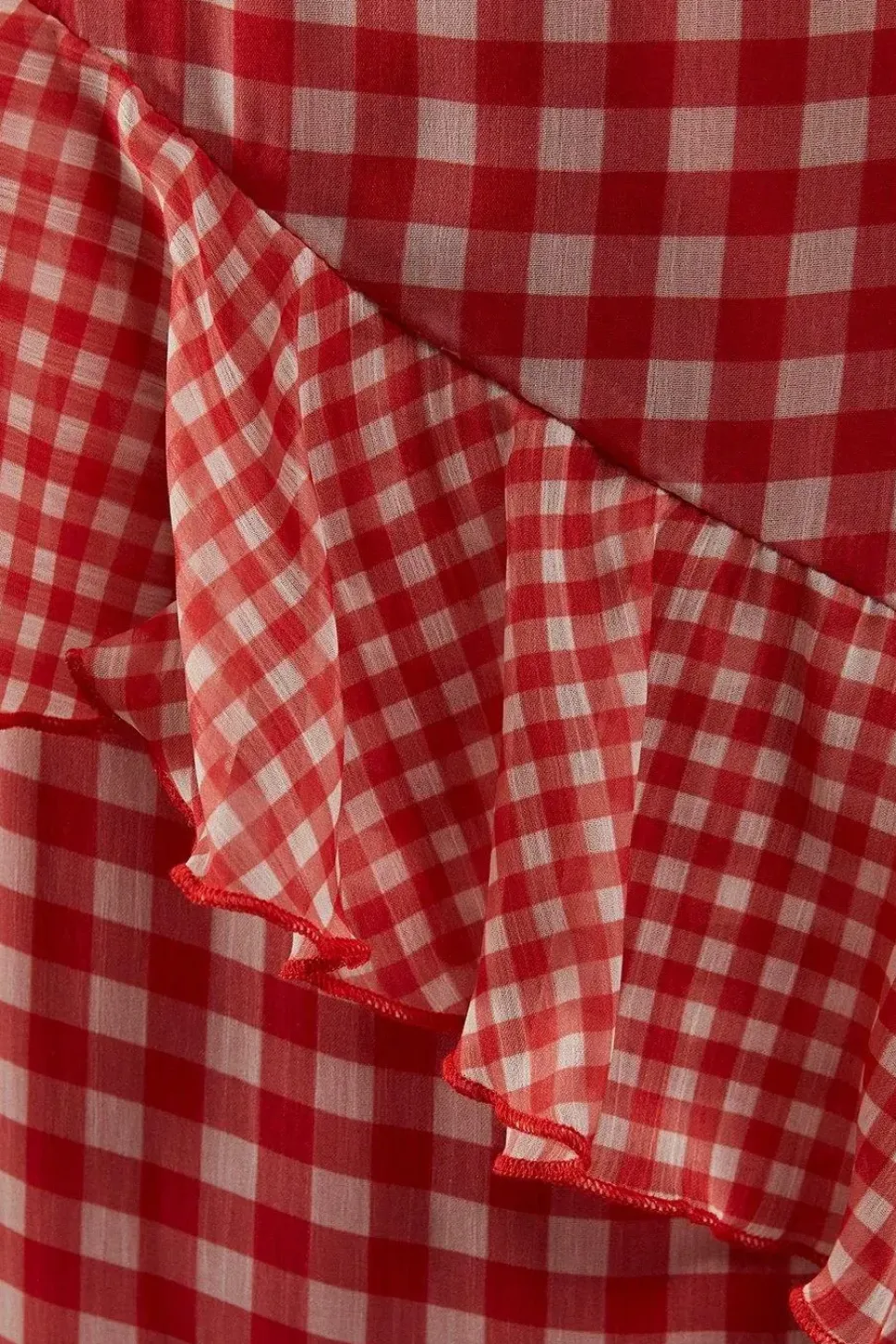 Mixed Gingham Print Ruffle Strappy Slip Dress