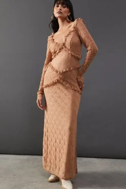 Mixed Lace Sweetheart Neck Maxi Dress