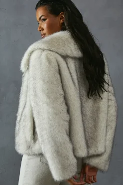 Mixed Length Faux Fur Coat