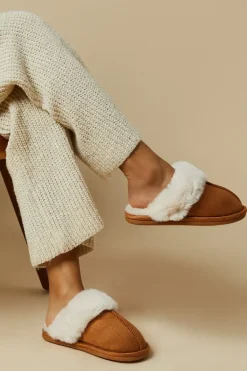 Monica Suedette Faux Fur Lined Mule Slippers