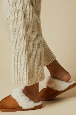 Monica Suedette Faux Fur Lined Mule Slippers