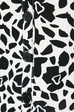 Mono Abstract Jersey Button Through Jersey Shift Dress