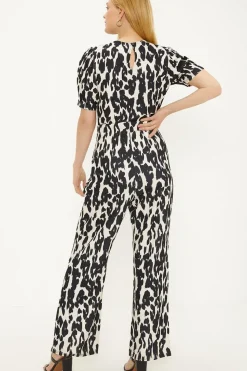 Mono Animal Stretch Crepe Twist Front Jumpsuit