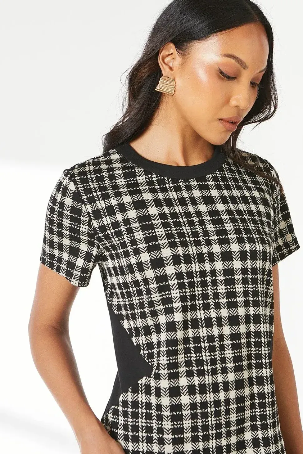 Mono Check Jacquard Shift Dress