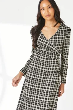 Mono Check Jacquard Wrap Dress