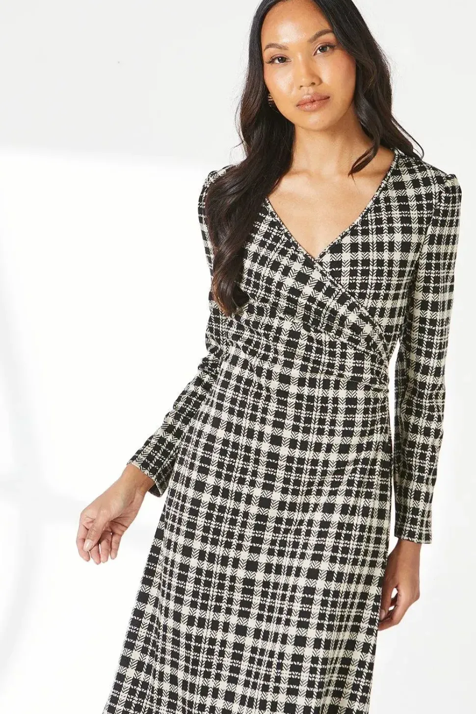 Mono Check Jacquard Wrap Dress