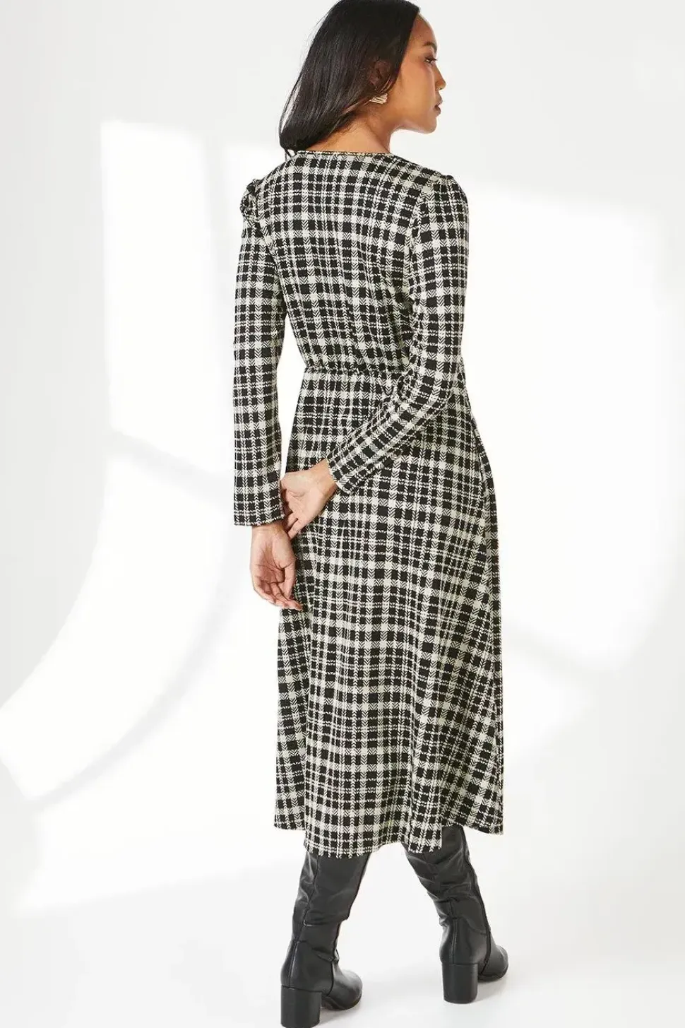 Mono Check Jacquard Wrap Dress