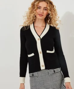 Monochrome Pocket Front Cardigan