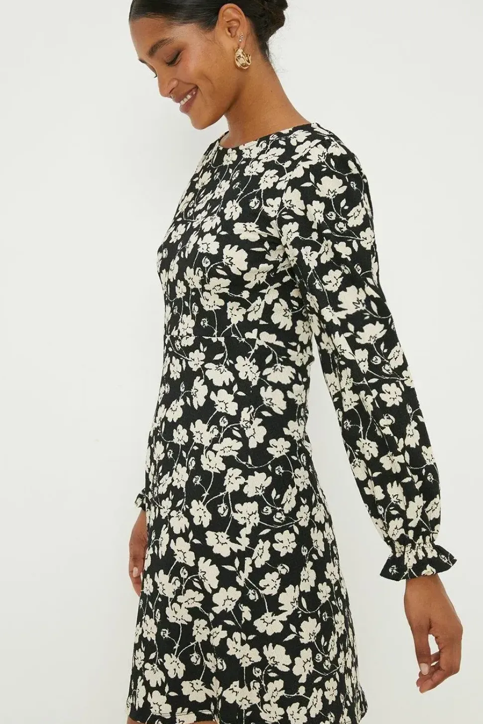 Mono Floral Mini Dress