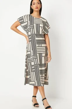 Mono Geo Printed Midi Dress