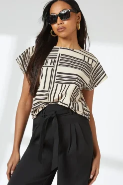 Mono Geo Print Short Sleeve Top