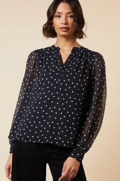 Mono Spot Chiffon Overhead Shirt