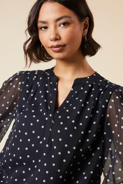 Mono Spot Chiffon Overhead Shirt