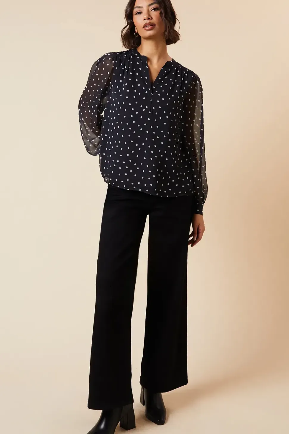 Mono Spot Chiffon Overhead Shirt