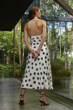 Mono Spot Halter Neck Midi Dress