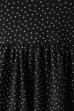 Mono Spot Tie Back Long Sleeve Mini Dress