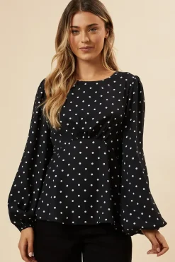 Mono Spot V Neck Tea Blouse