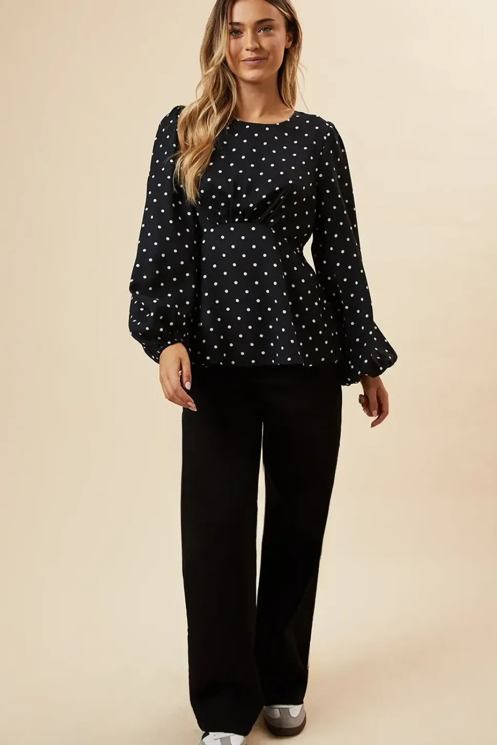 Mono Spot V Neck Tea Blouse