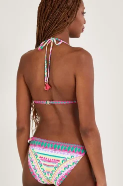 Mosaic Print Crochet Trim Bikini Top