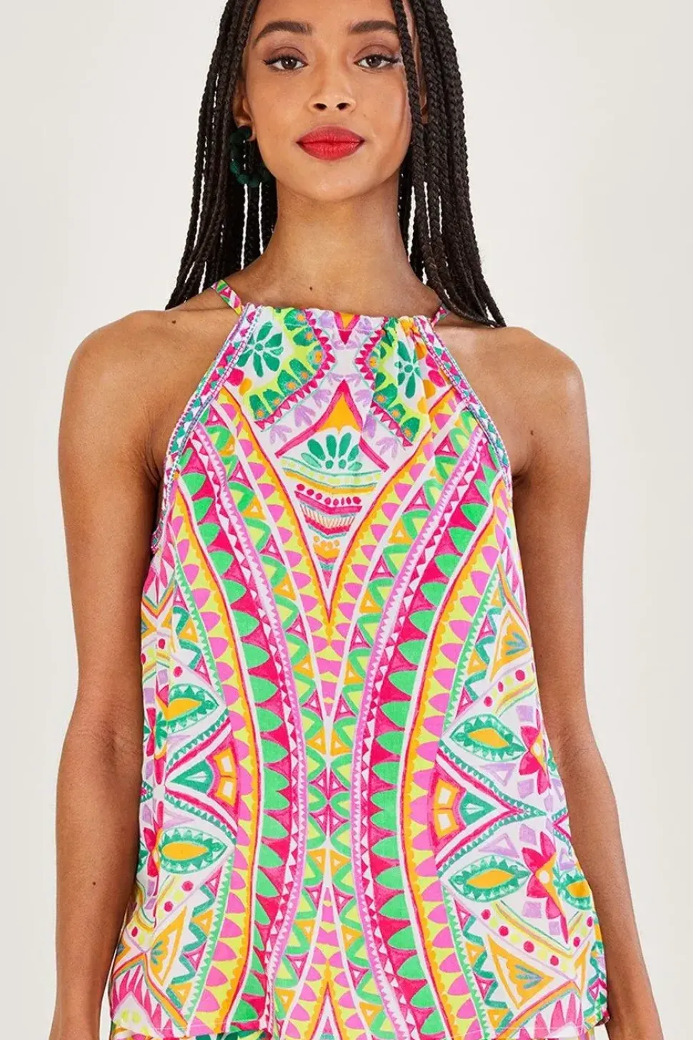 Mosaic Print Halter Cami Top