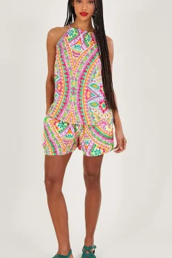 Mosaic Print Halter Cami Top