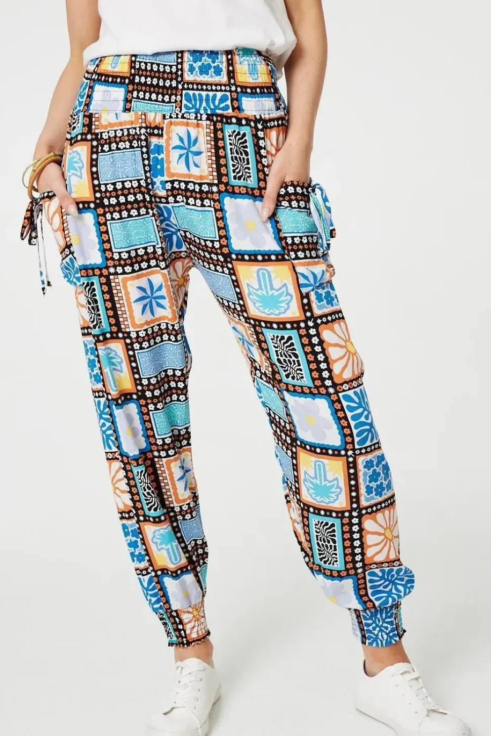 Mosaic Print High Waist Harem Pants