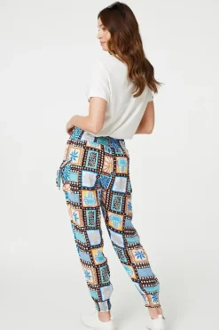 Mosaic Print High Waist Harem Pants