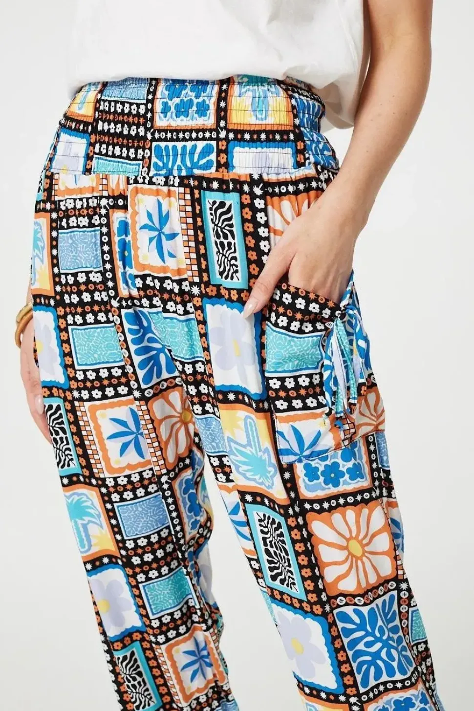 Mosaic Print High Waist Harem Pants