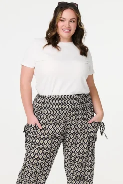 Mosaic Print Shirred Harem Pants
