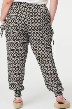 Mosaic Print Shirred Harem Pants
