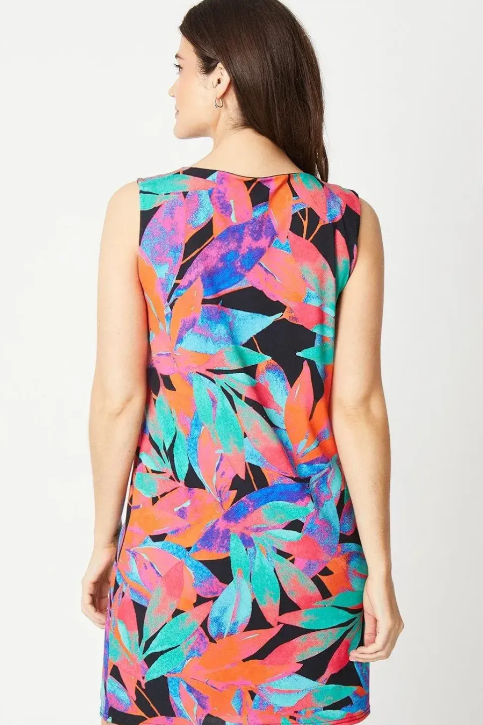 Multi Floral Contrast Keyhole Shift Dress