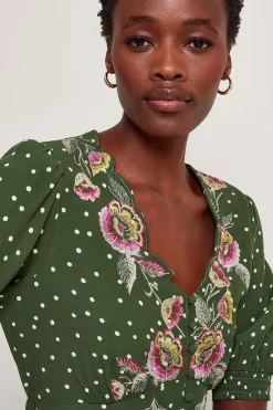 Myla Embroidered Tea Dress