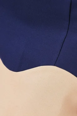 Navy Contrast Hem Ponte Shift Dress