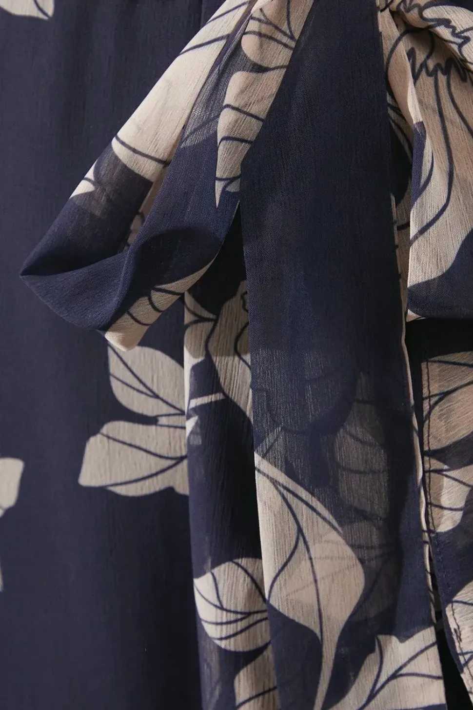 Navy Floral Long Sleeve Wrap Dress