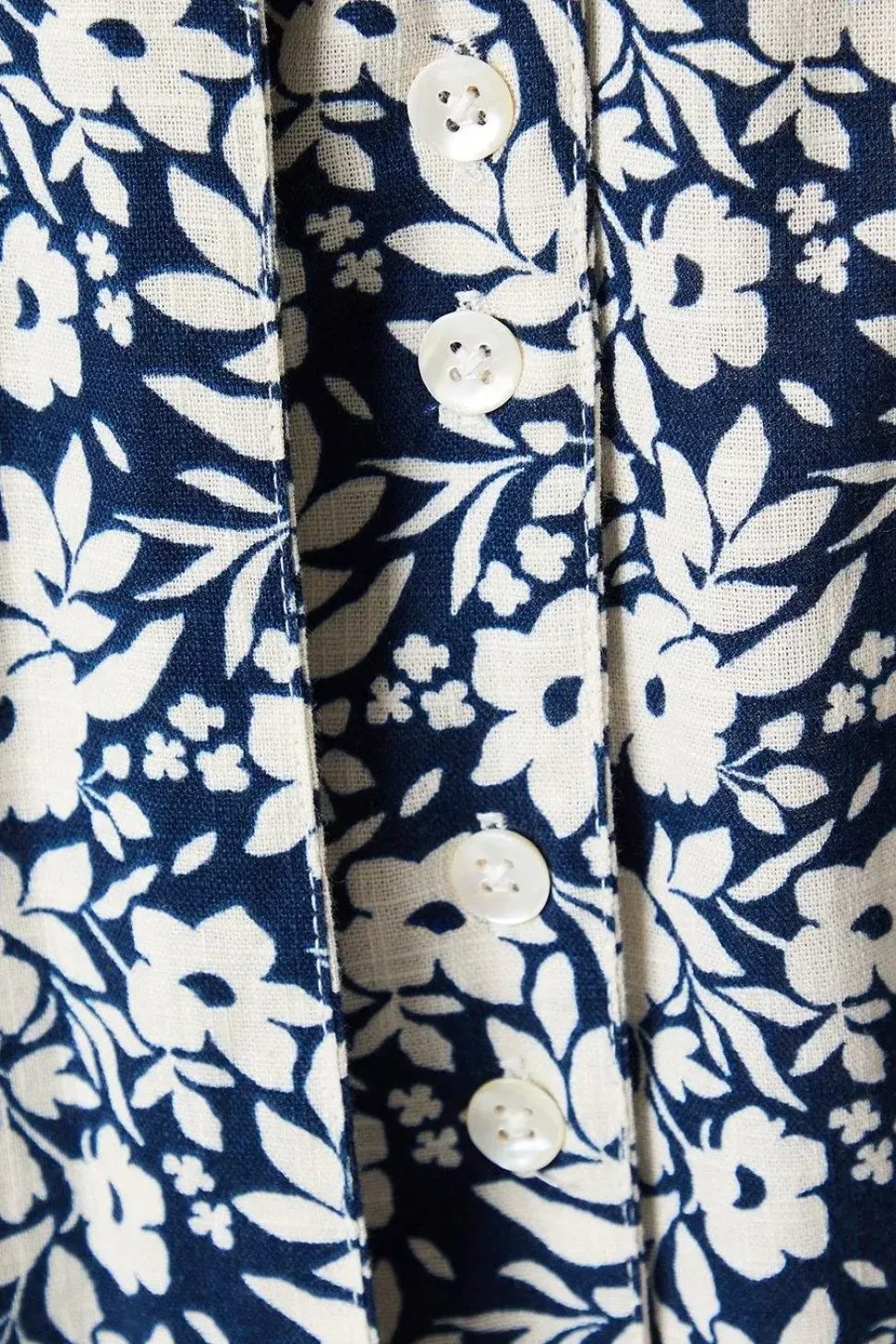 Navy Floral Tiered Hem Shirt Dress