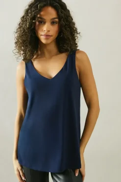 Navy Jersey V Neck Cami
