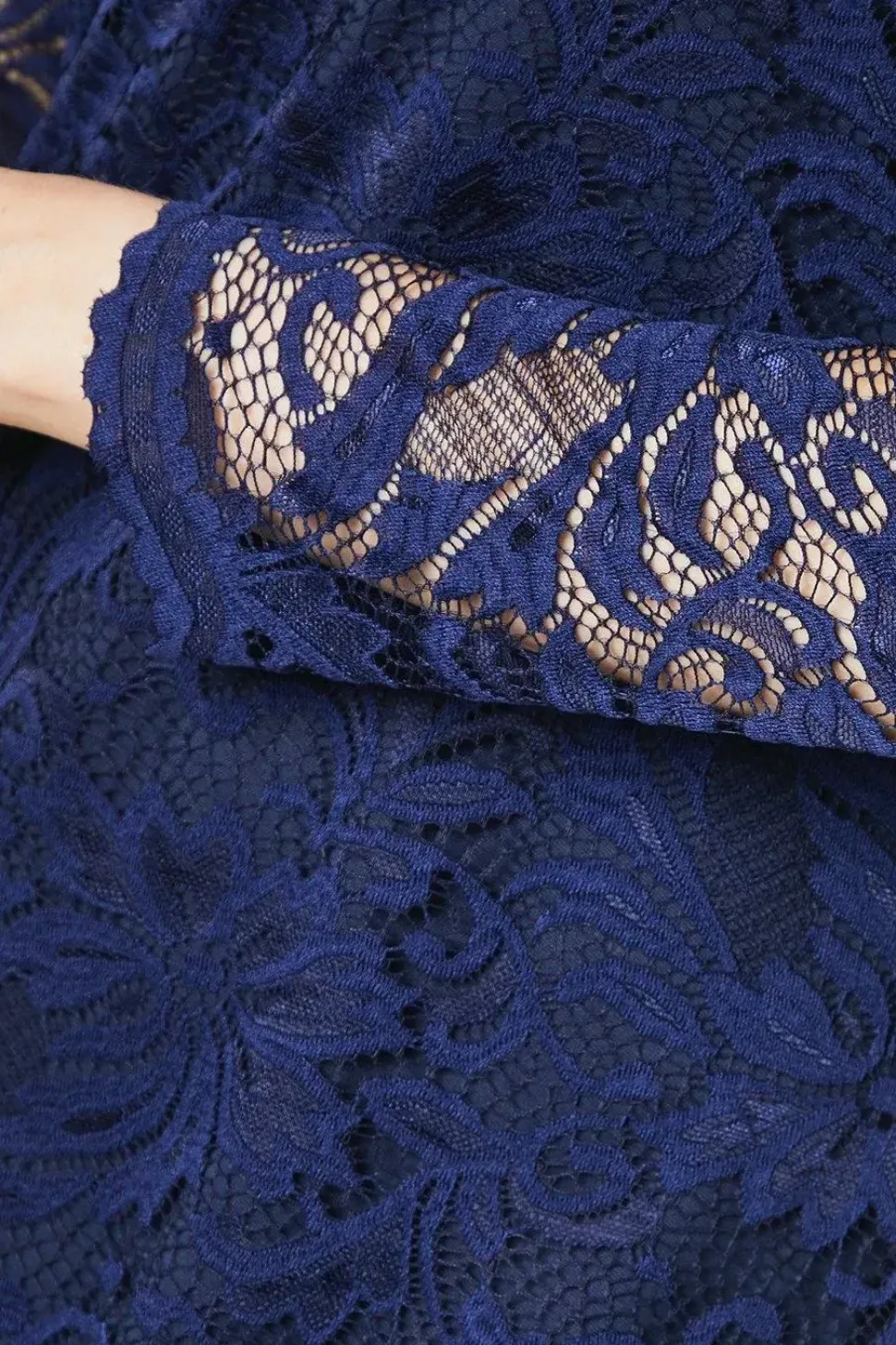 Navy 3/4 Sleeve Lace Dress