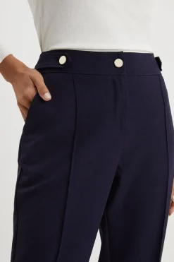 Navy Smart Bootcut Leg Trousers
