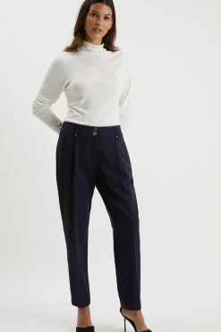 Navy Smart Tapered Leg Trousers