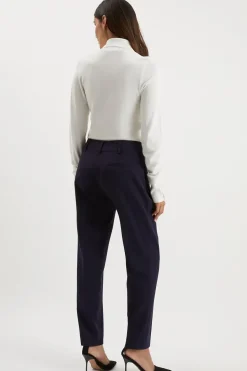 Navy Smart Tapered Leg Trousers