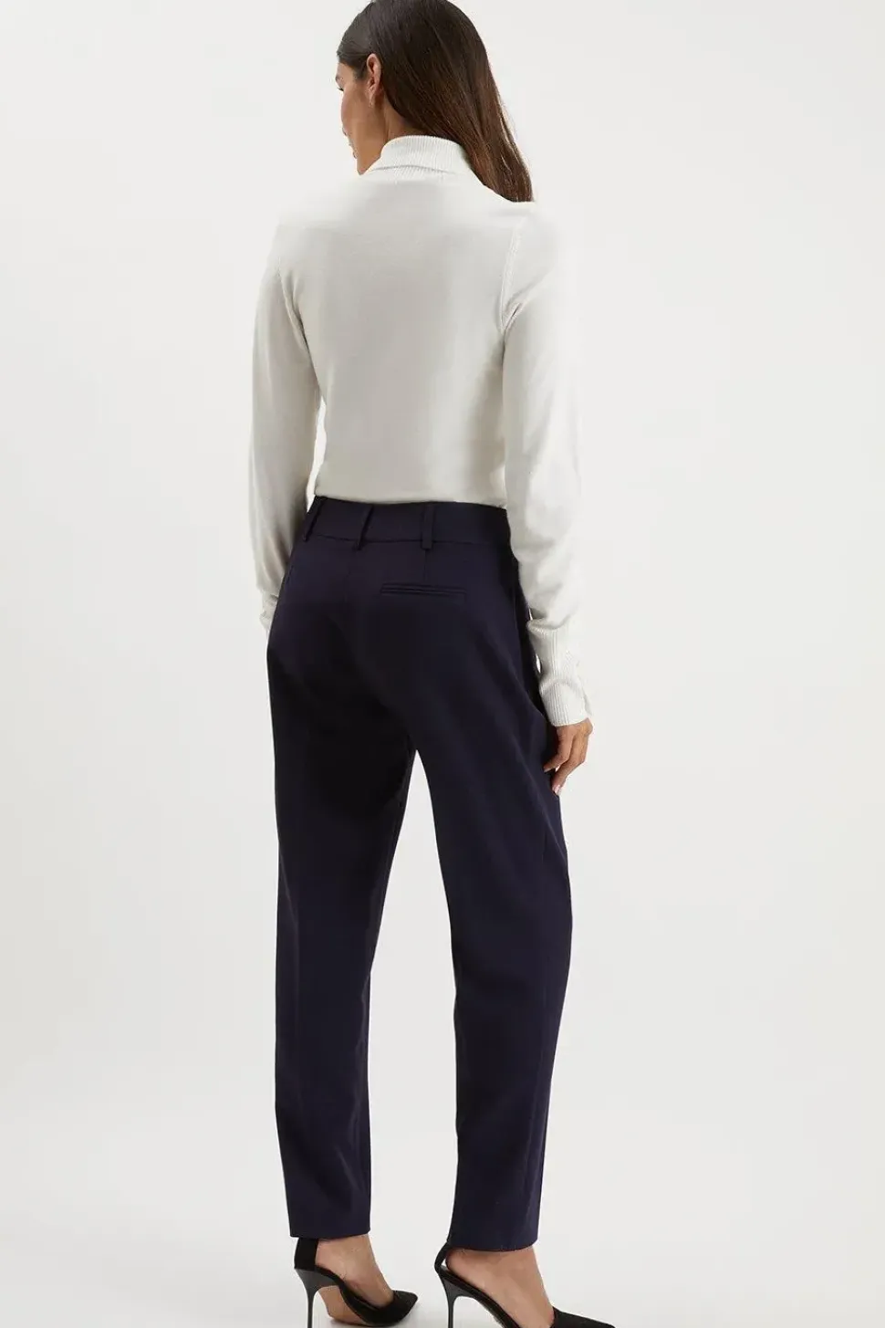 Navy Smart Tapered Leg Trousers
