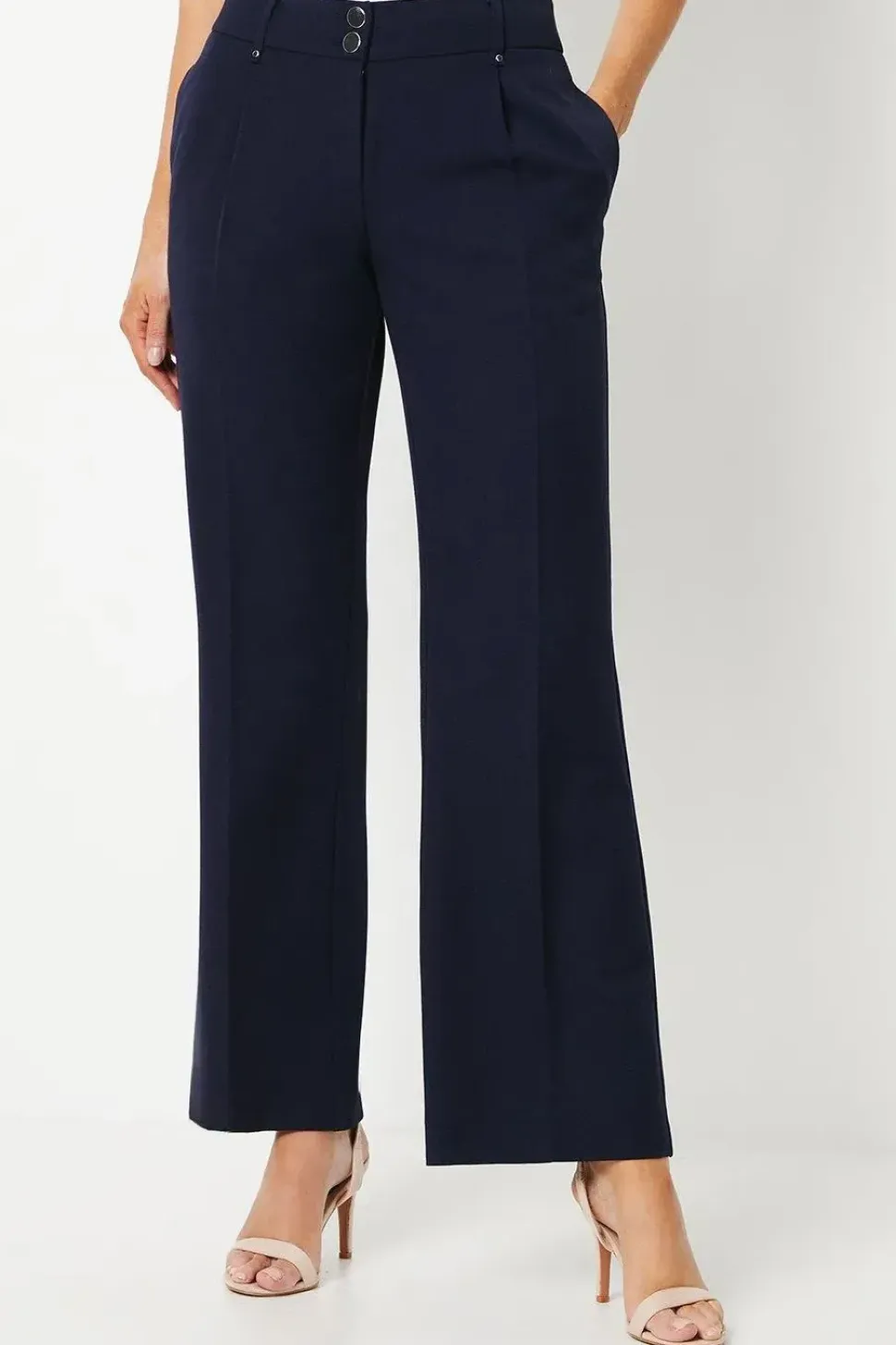 Navy Smart Wide Leg Trousers