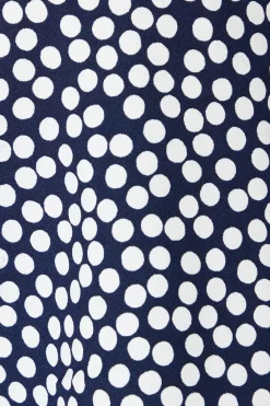 Navy Spot Wrap Blouse