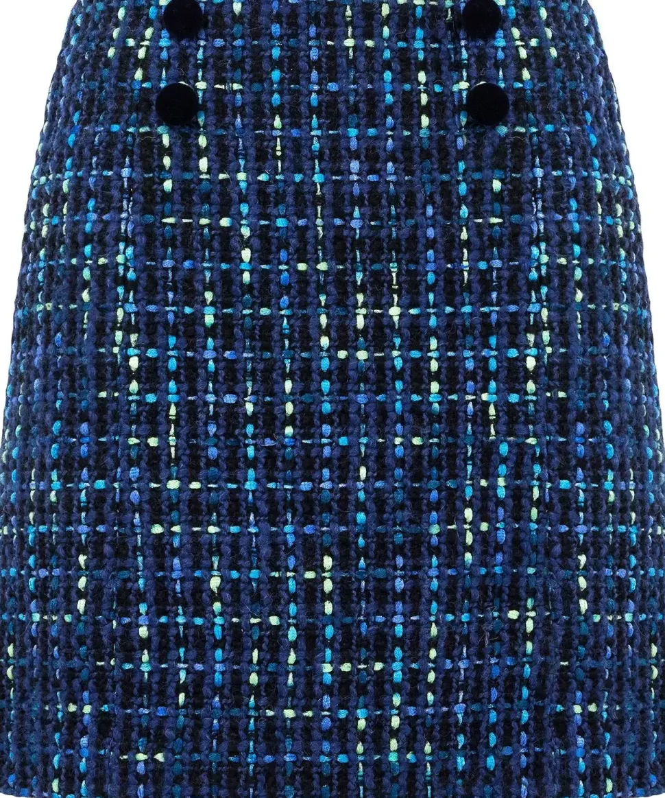 Neon Detail Textured Tweed Mini Skirt