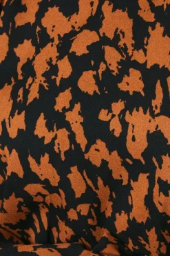 Neutral Abstract Print Blouson Sleeve Top