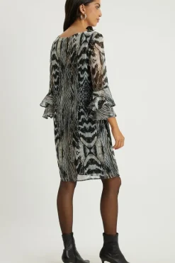 Neutral Animal Fluted Shift Dress