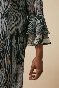 Neutral Animal Fluted Shift Dress